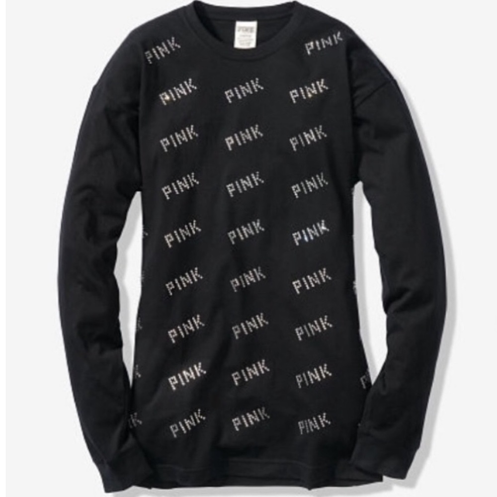 VS PINK S L BLING RHINESTONE CREW NECK LONG-SLEEVE - Picture 5 of 6